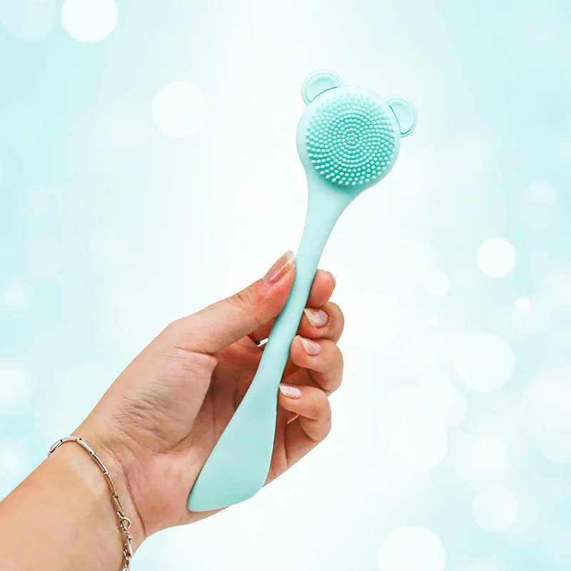 Brosse de nettoyage visage en silicone portable – Mini spatule cosmétique multifonction