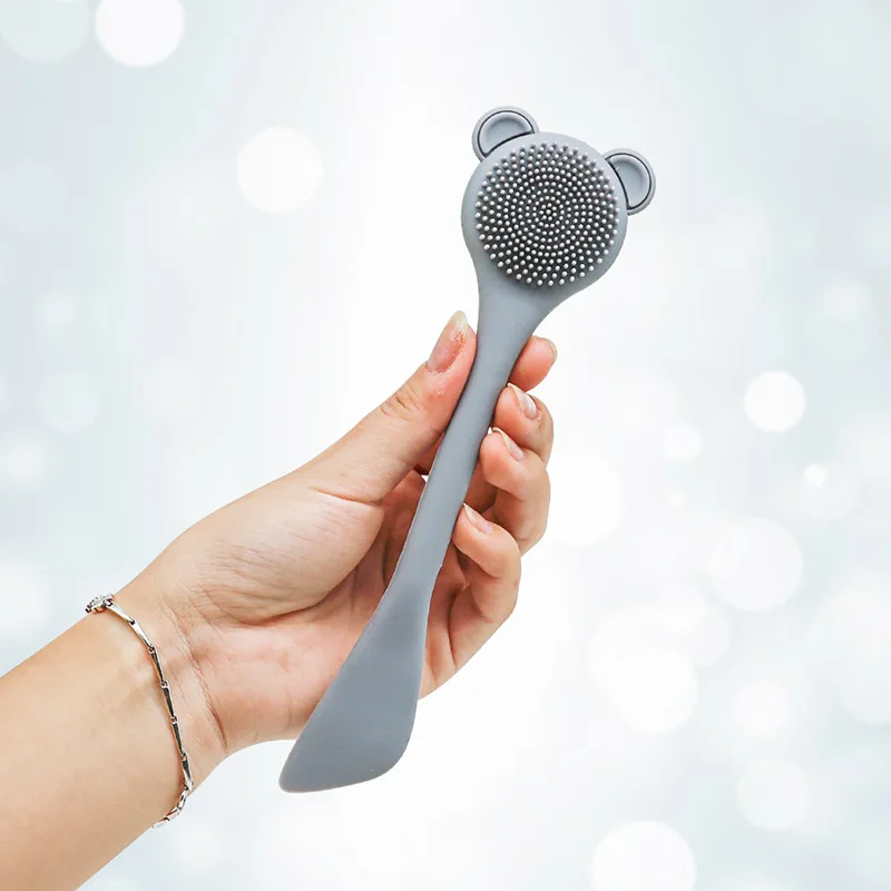 Brosse de nettoyage visage en silicone portable – Mini spatule cosmétique multifonction