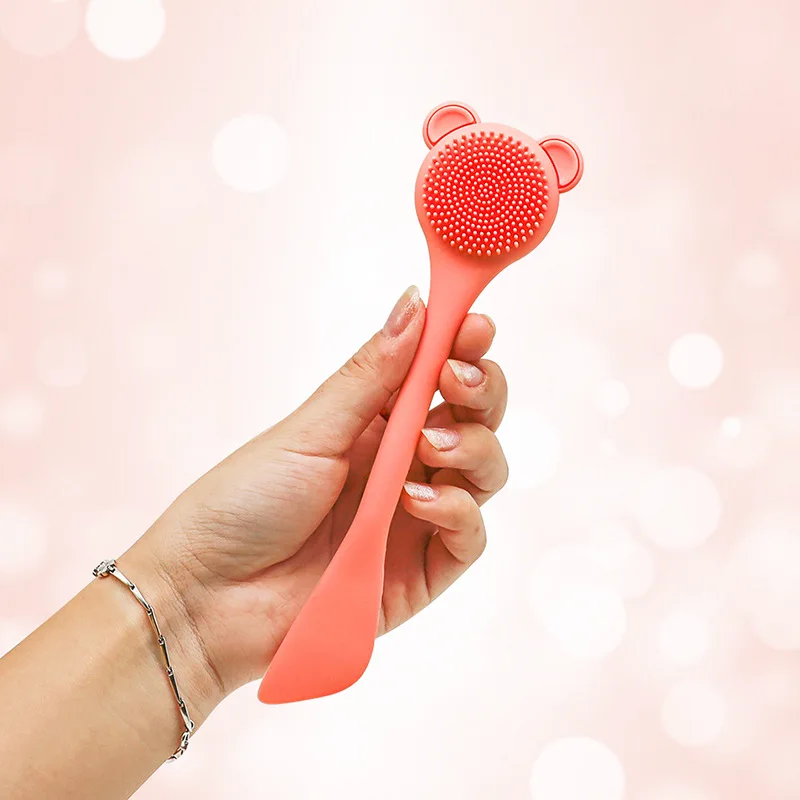 Brosse de nettoyage visage en silicone portable – Mini spatule cosmétique multifonction