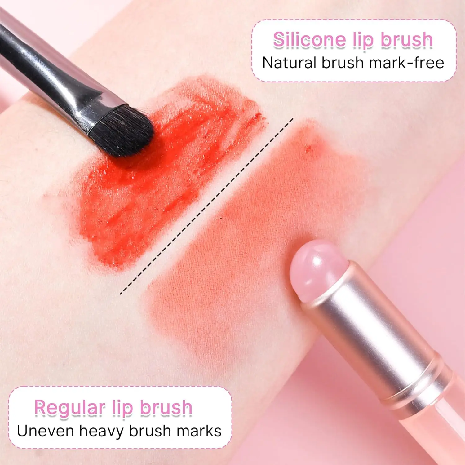 Pinceau à Lèvres en Silicone avec Capuchon Anti-Poussière – Applicateur Précision Gloss & Correcteur