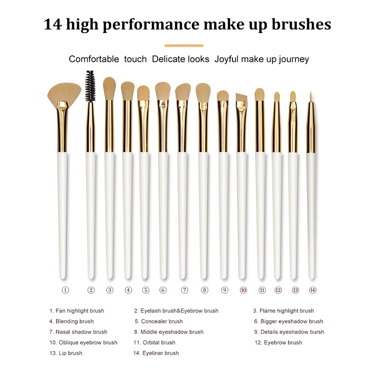 Set 14 Pinceaux Maquillage Professionnels Vander – Manche Bois, Fibres Synthétiques