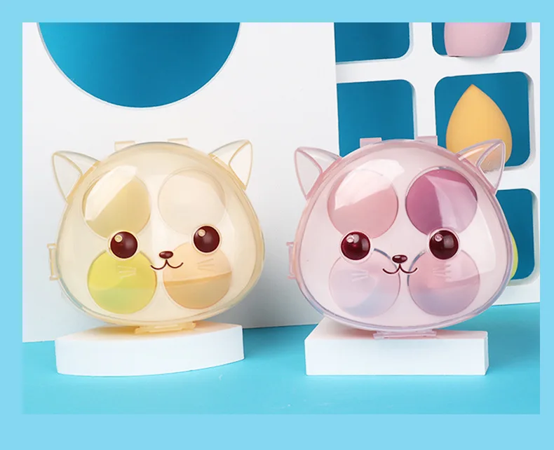 Lot de 4 éponges maquillage œuf – Application fond de teint sèche & humide, lavable