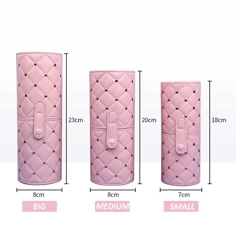 Pochette maquillage cuir PU | Fermeture éclair | Rangement pinceaux & stylos