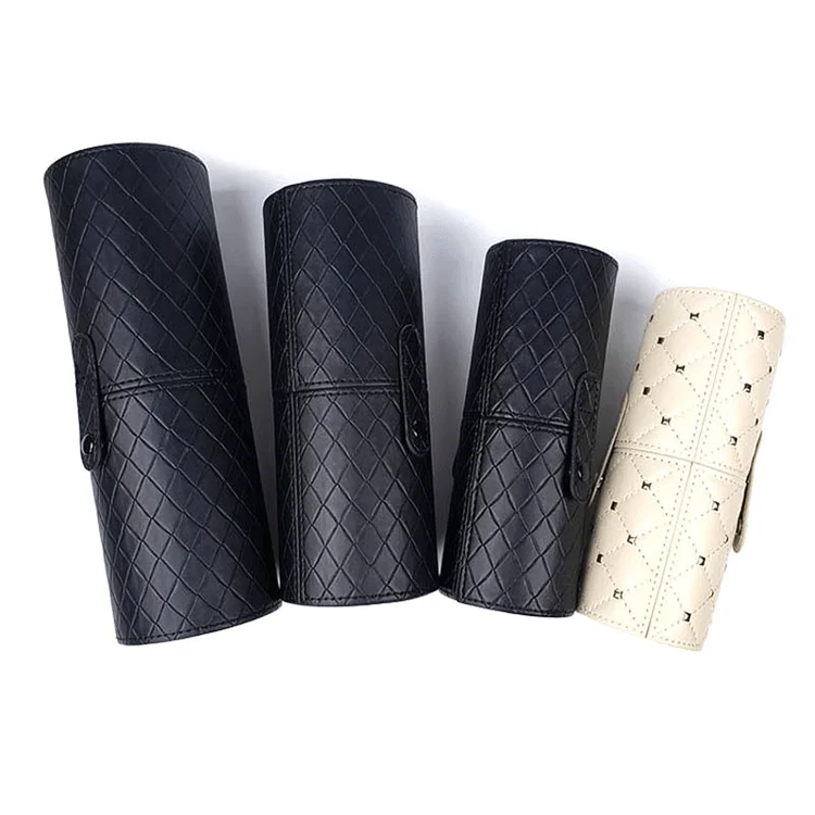 Pochette maquillage cuir PU | Fermeture éclair | Rangement pinceaux & stylos
