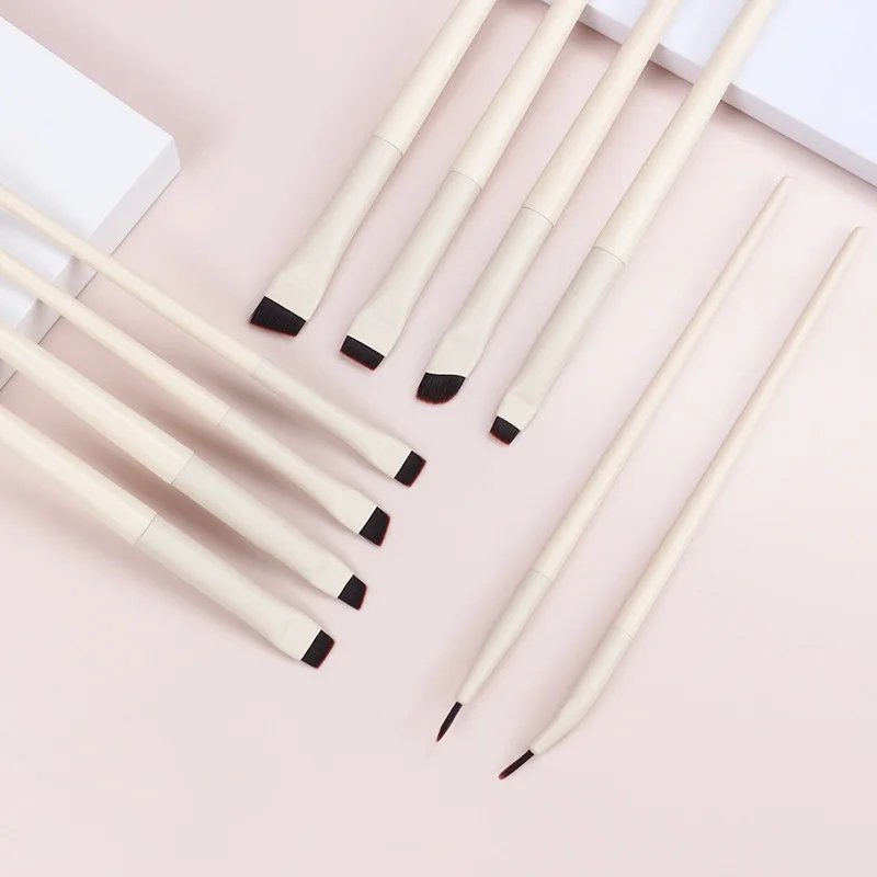 Set 10 Pinceaux Eye-liner & Sourcils Ultra-Fins – Têtes Plates & Inclinées, Poils Synthétiques