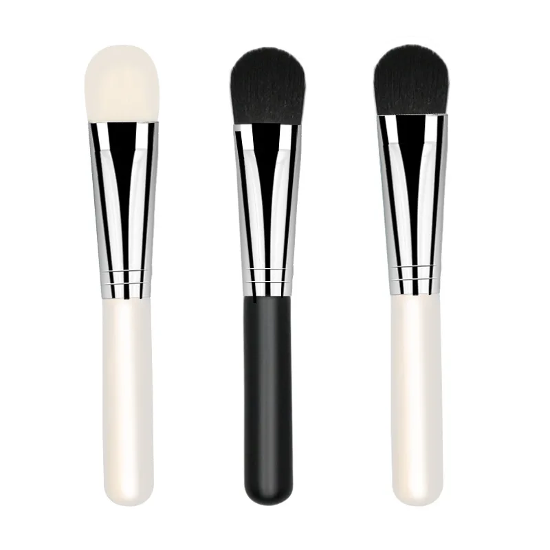 Pinceau de maquillage professionnel à manche blanc – Poils synthétiques végan, idéal voyage