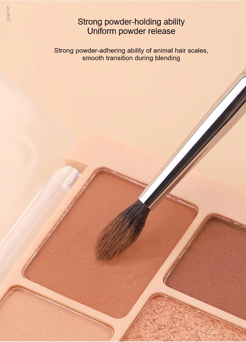 Pinceau de maquillage en poils naturels (chèvre & poney) – Manche bois argenté