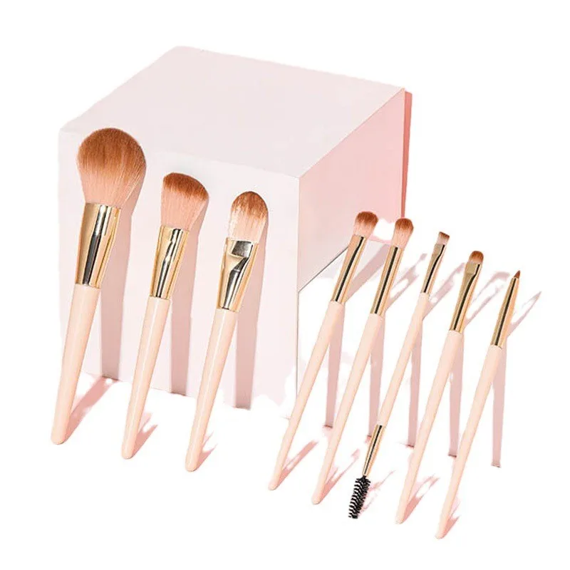 Lot 8 Pinceaux Maquillage Professionnels Visage & Yeux – Poils Synthétiques Doux