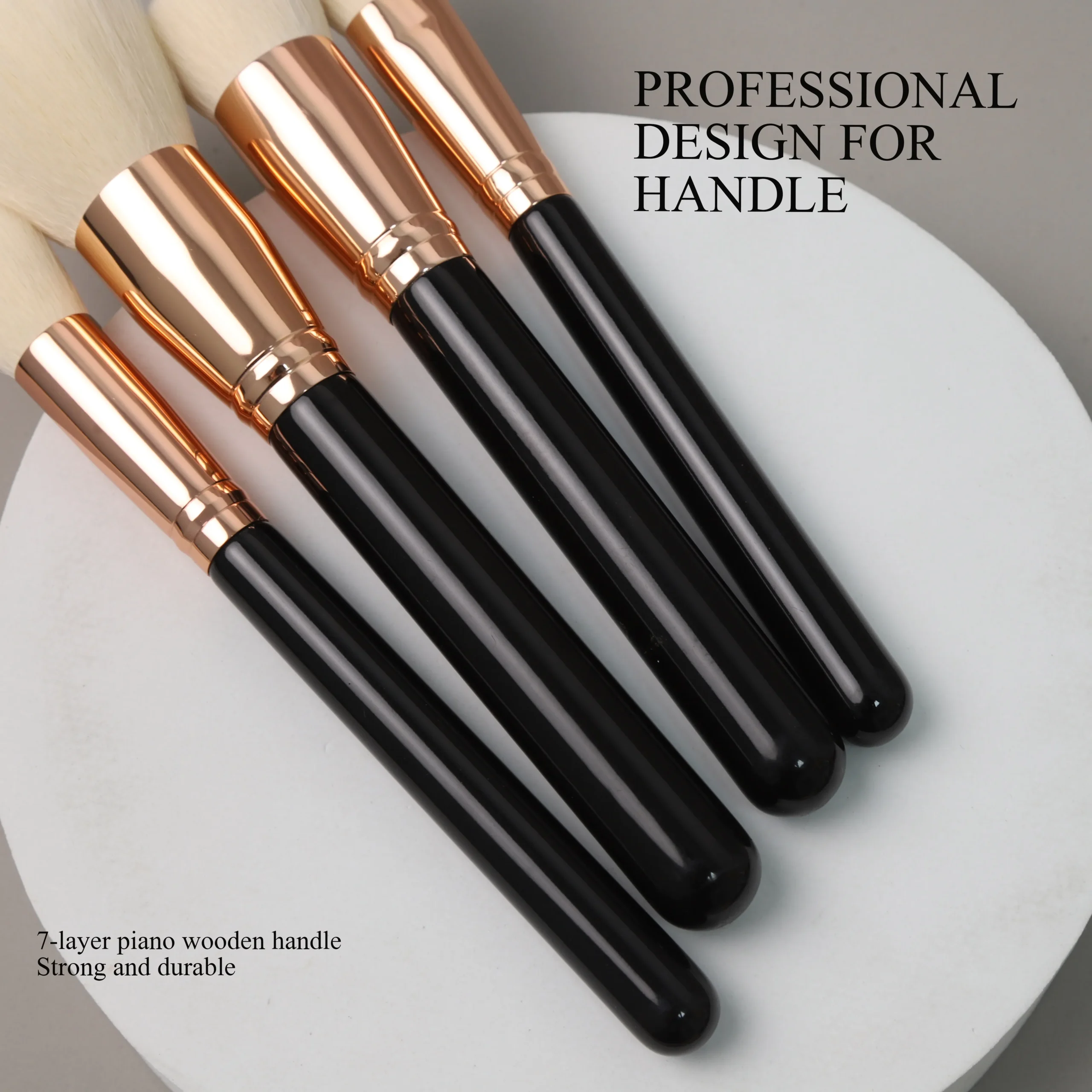 EMF Pinceau Contour Ange Maquillage Yeux – Manche Bois Noir & Virole Or Rose