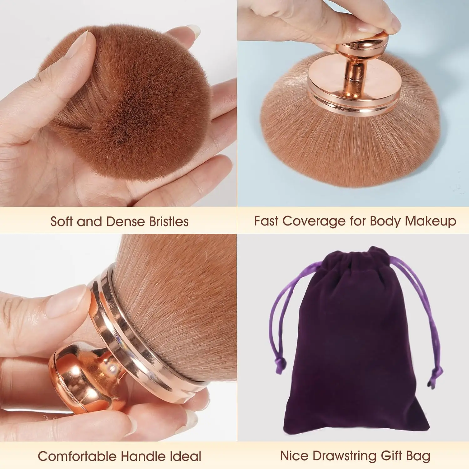 Grand Pinceau de Maquillage Angulaire Corps & Visage – Poils Synthétiques Doux