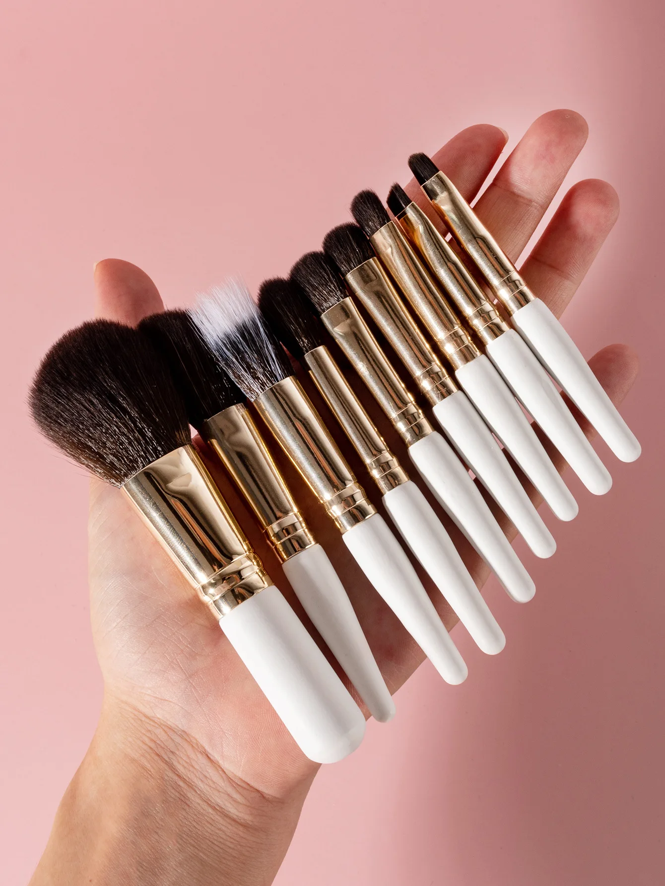 Mini Set 9 Pinceaux de Maquillage Voyage – Manche en Bois & Poils Doux