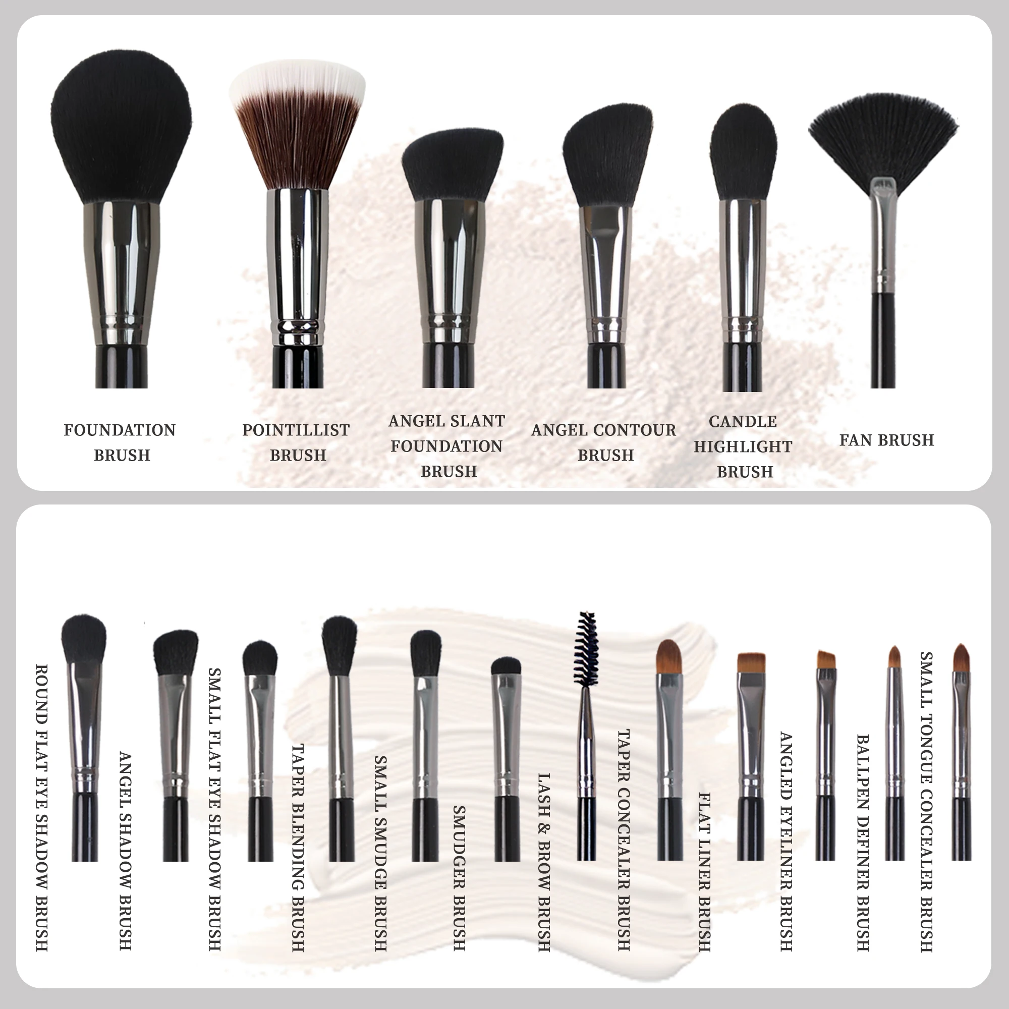 EMF Pro – Set 18 Pinceaux Maquillage 100% Vegan, Poils Micro-Fibre, Manche Bois Noir