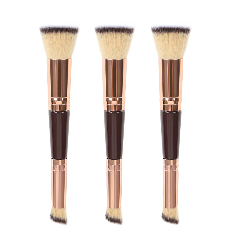 Pinceau de maquillage double embout professionnel – Fond de teint, correcteur & poudre