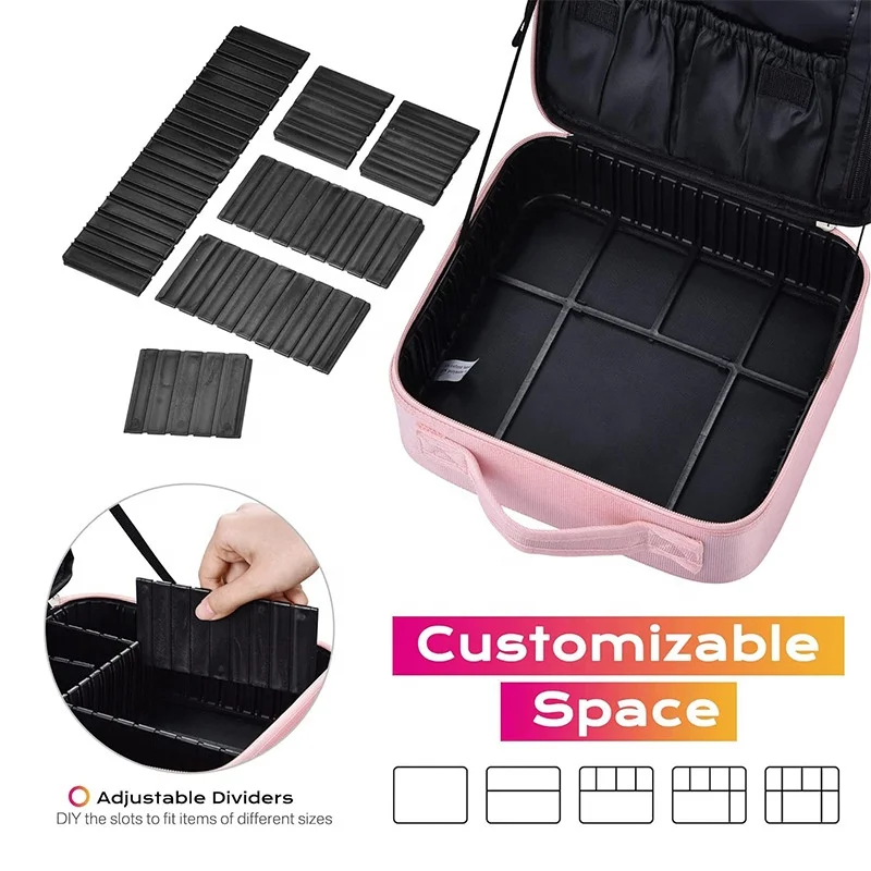 Trousse de maquillage Oxford grande capacité avec diviseurs réglables – Style Dame