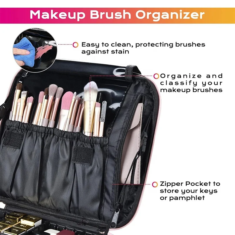 Trousse de maquillage Oxford grande capacité avec diviseurs réglables – Style Dame