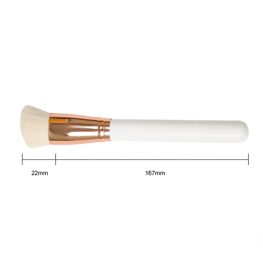 Pinceau Fond de Teint EMF Rose Doré – Manche Bois Ivoire, Poils Synthétiques Doux