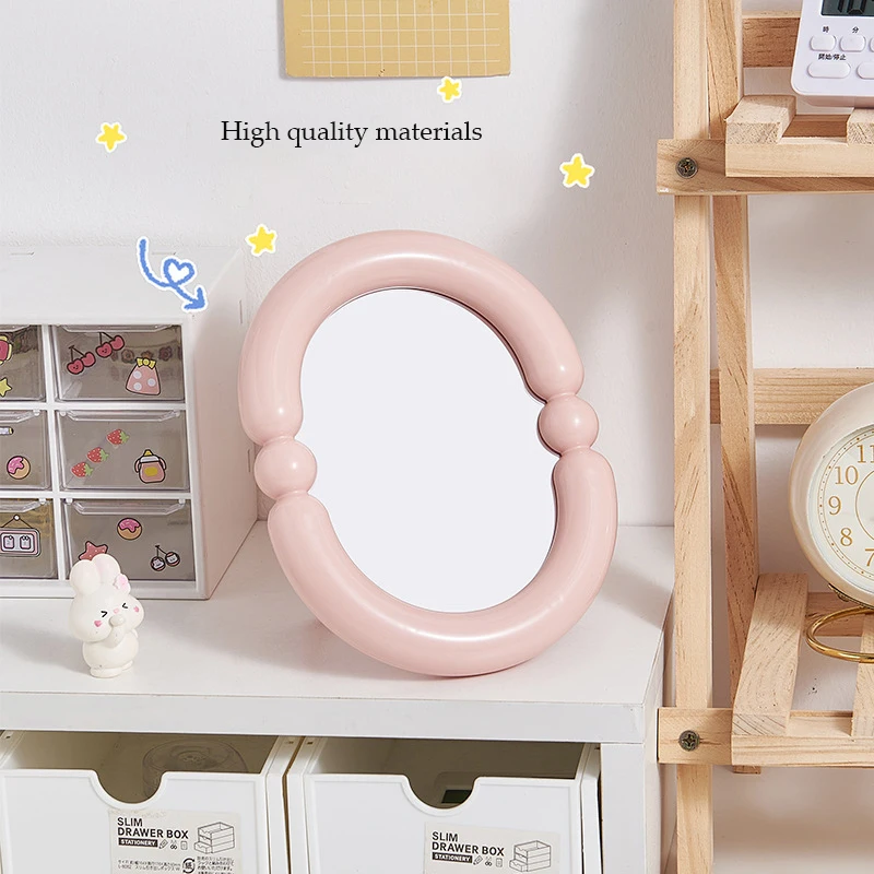 Miroir de maquillage pliant HD dessin animé – Compact & Stylé pour bureau et dortoir