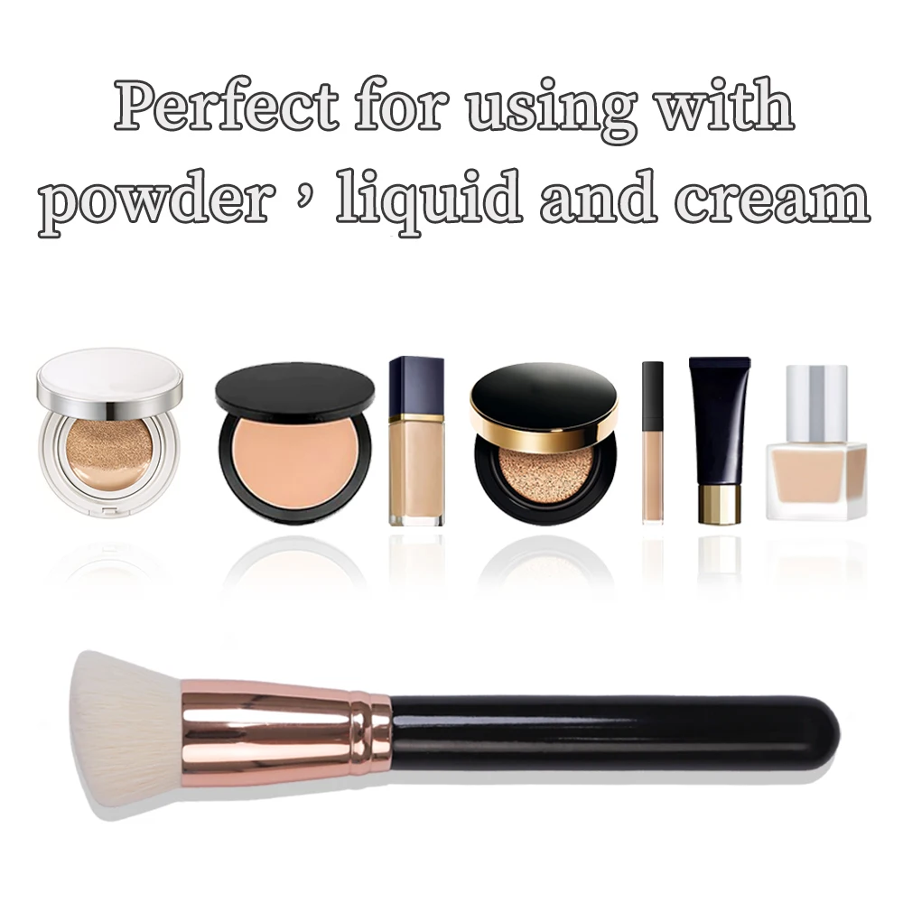 Pinceau Contour Angulaire EMF – Poils Synthétiques Doux, Manche Bois Noir & Virole Or Rose