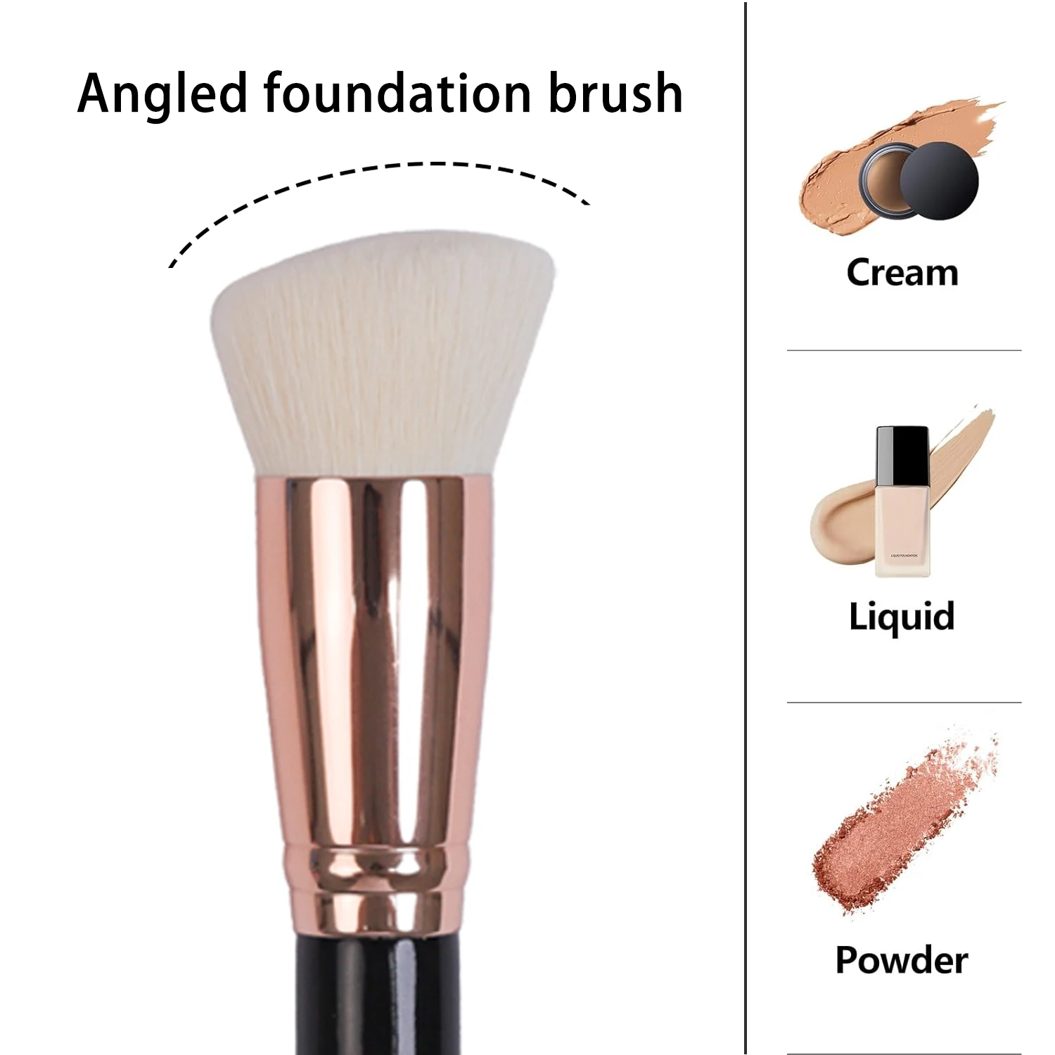 Pinceau Contour Angulaire EMF – Poils Synthétiques Doux, Manche Bois Noir & Virole Or Rose