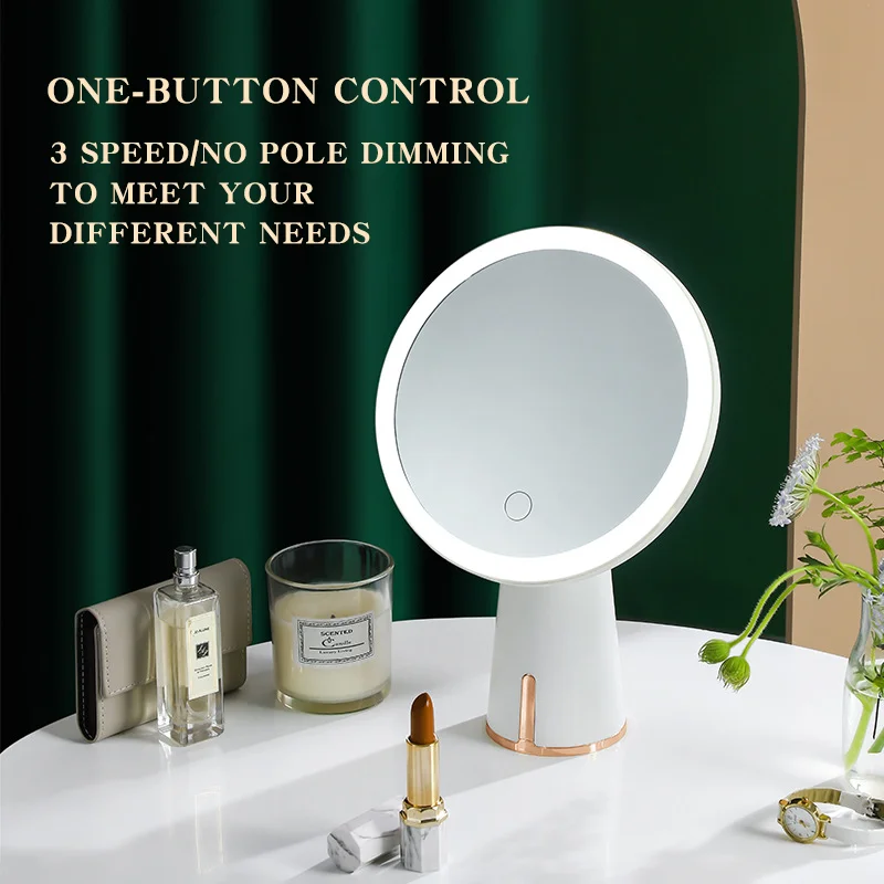 Miroir de maquillage LED rond de luxe – Blanc & Vert | Marque Cormay