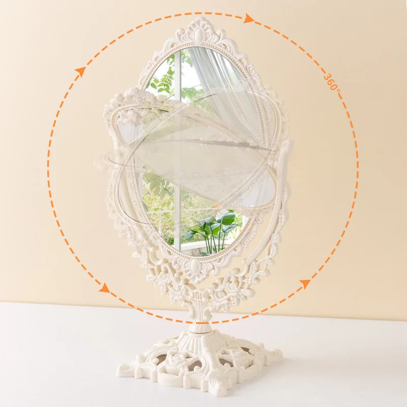 Miroir de maquillage rotatif style rétro palace – Idéal dortoir & usage quotidien