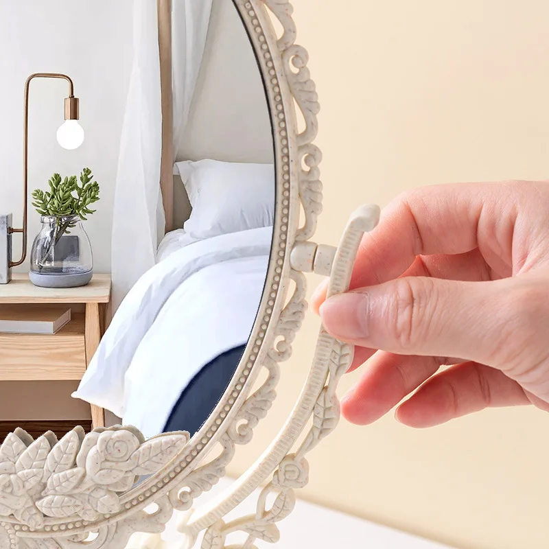 Miroir de maquillage rotatif style rétro palace – Idéal dortoir & usage quotidien