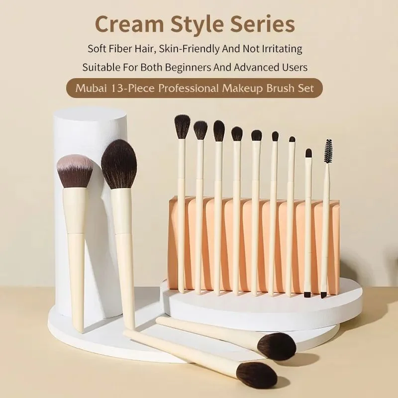 Set 13 Pinceaux Maquillage Professionnels Vegan | Poils Synthétiques Doux | Logo Personnalisé
