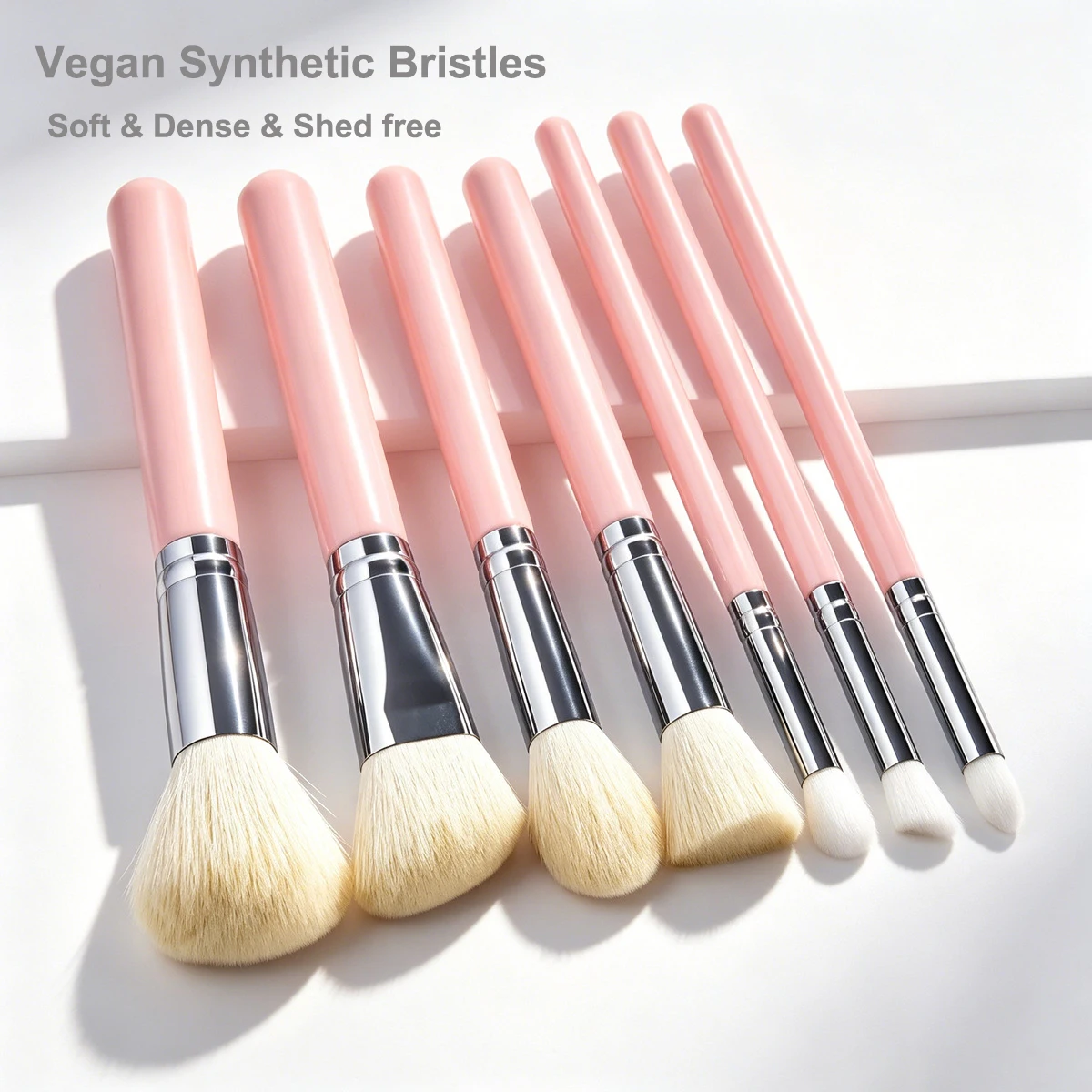 Set 7 Pinceaux Maquillage Professionnels Virole Cuivre Manche Bois + Étui – Label Privé
