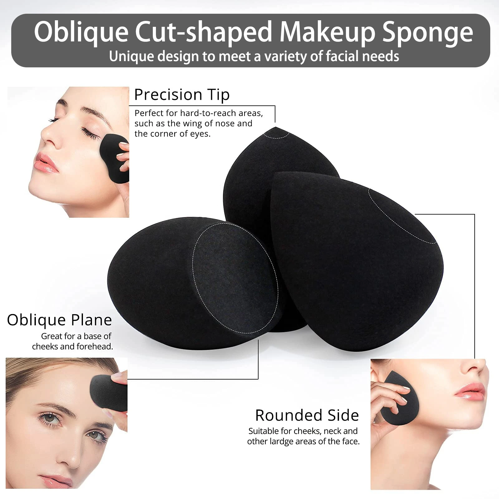 Éponge Maquillage Professionnelle Double Usage – Fond de Teint, Correcteur & Poudre