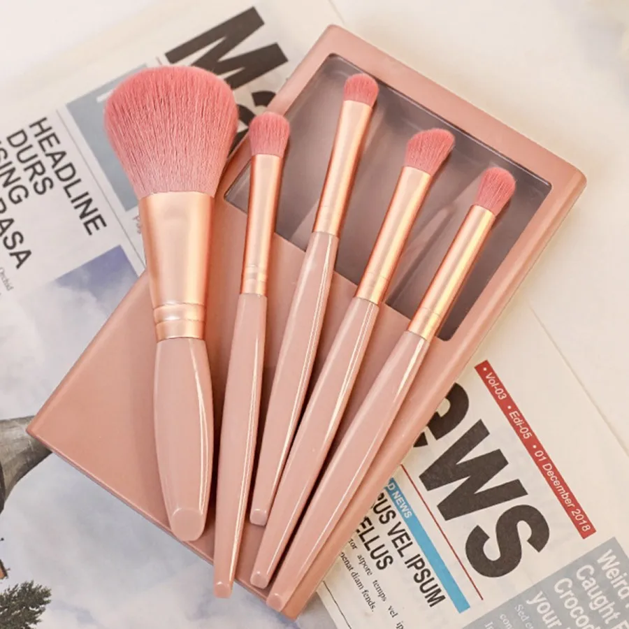 Set 5 Pinceaux de Maquillage de Voyage avec Miroir – Doux & Complets