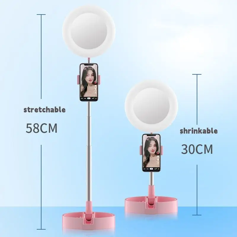 Miroir Anneau LED 6 Pouces Pliable USB – Selfie, Maquillage & Live