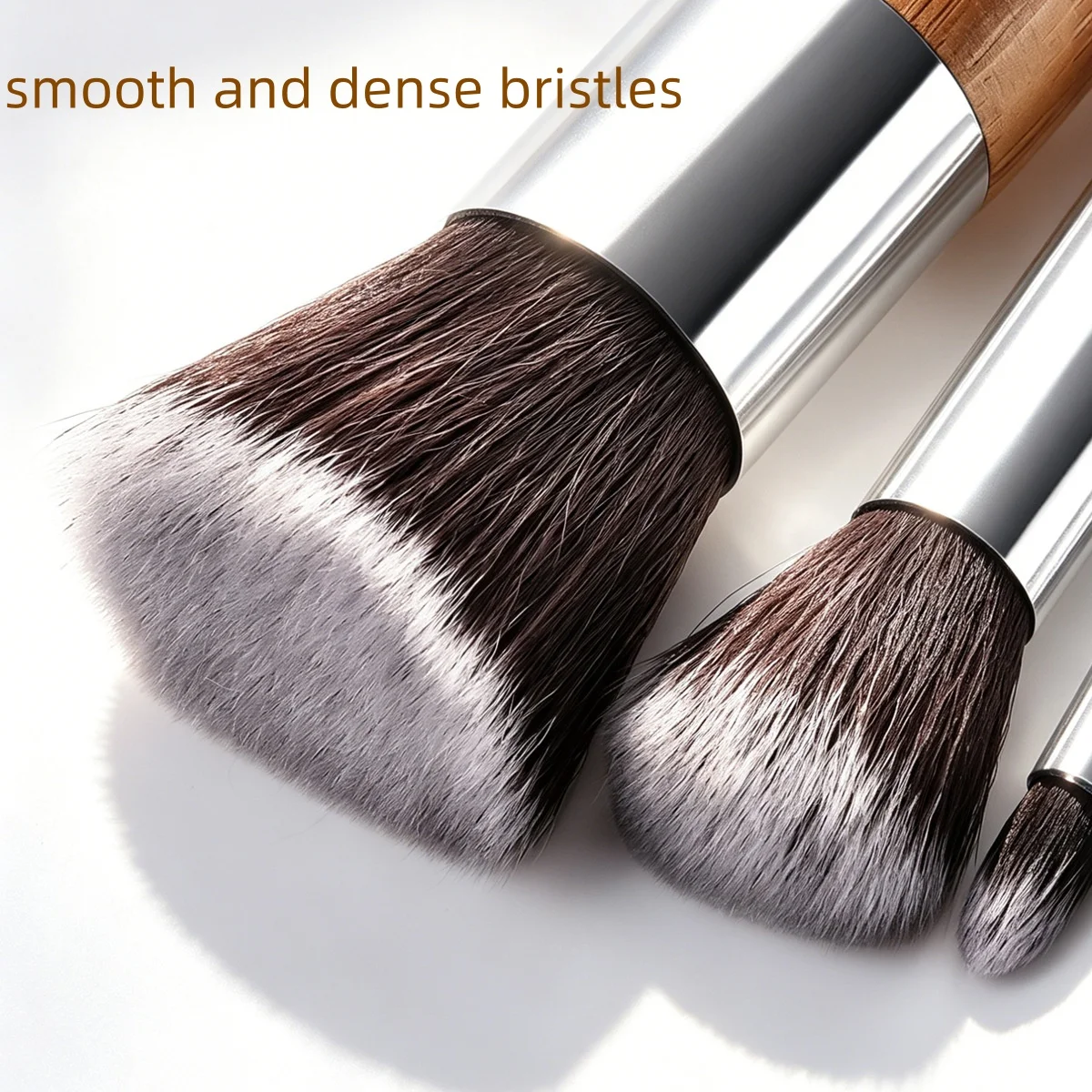 Set 12 Pinceaux Maquillage Professionnels Manche Bambou Poils Nylon Vegan