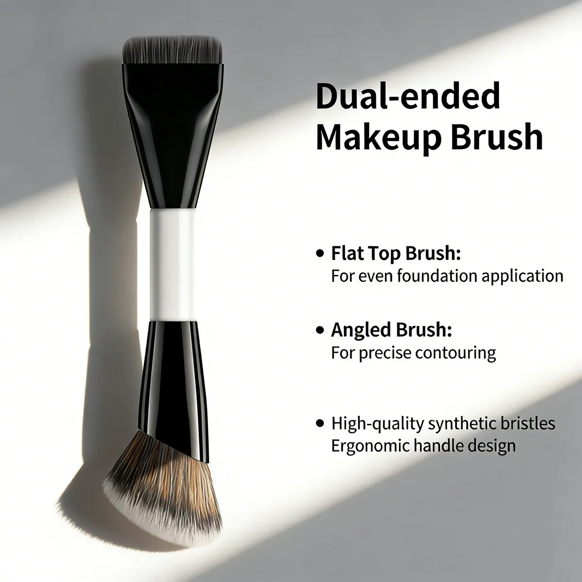 Pinceau Maquillage 2-en-1 Double Extrémité Fond de Teint & Contour – Vegan Pro