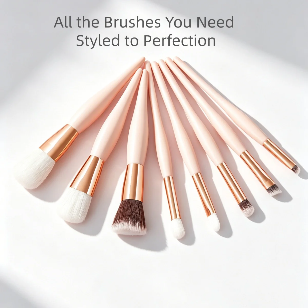 Set 8 Pinceaux Maquillage Professionnels Rose – Poils Synthétiques Vegan & Manche en Bois
