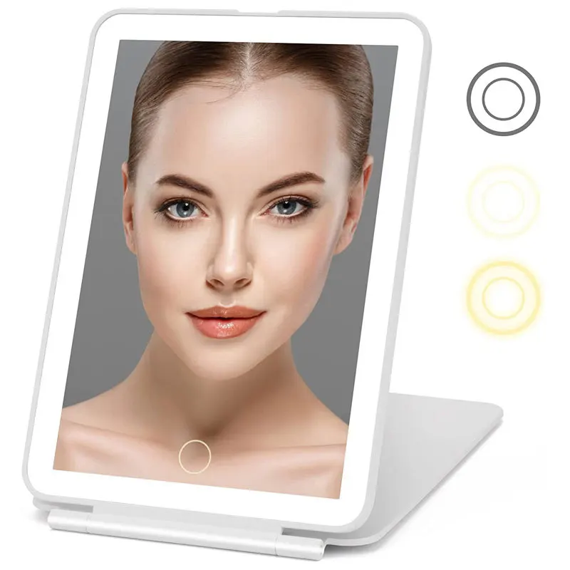 Miroir de Maquillage LED Rechargeable avec Éclairage – Pliable & Ultra Mince