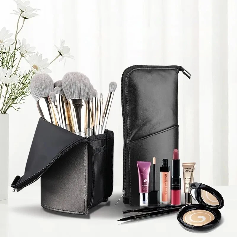 Trousse Organisateur Pinceaux Maquillage Professionnel – Cuir, Grande Capacité, Imperméable