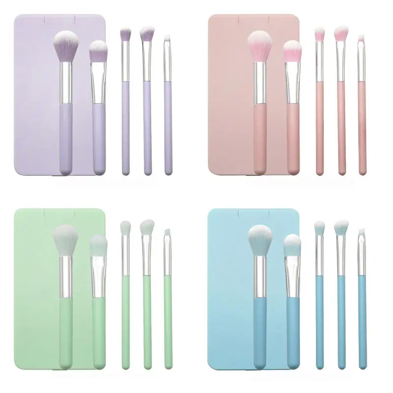 Set 14 Pinceaux Maquillage Professionnel + Miroir LED | Étui Portable | Poils Synthétiques Doux