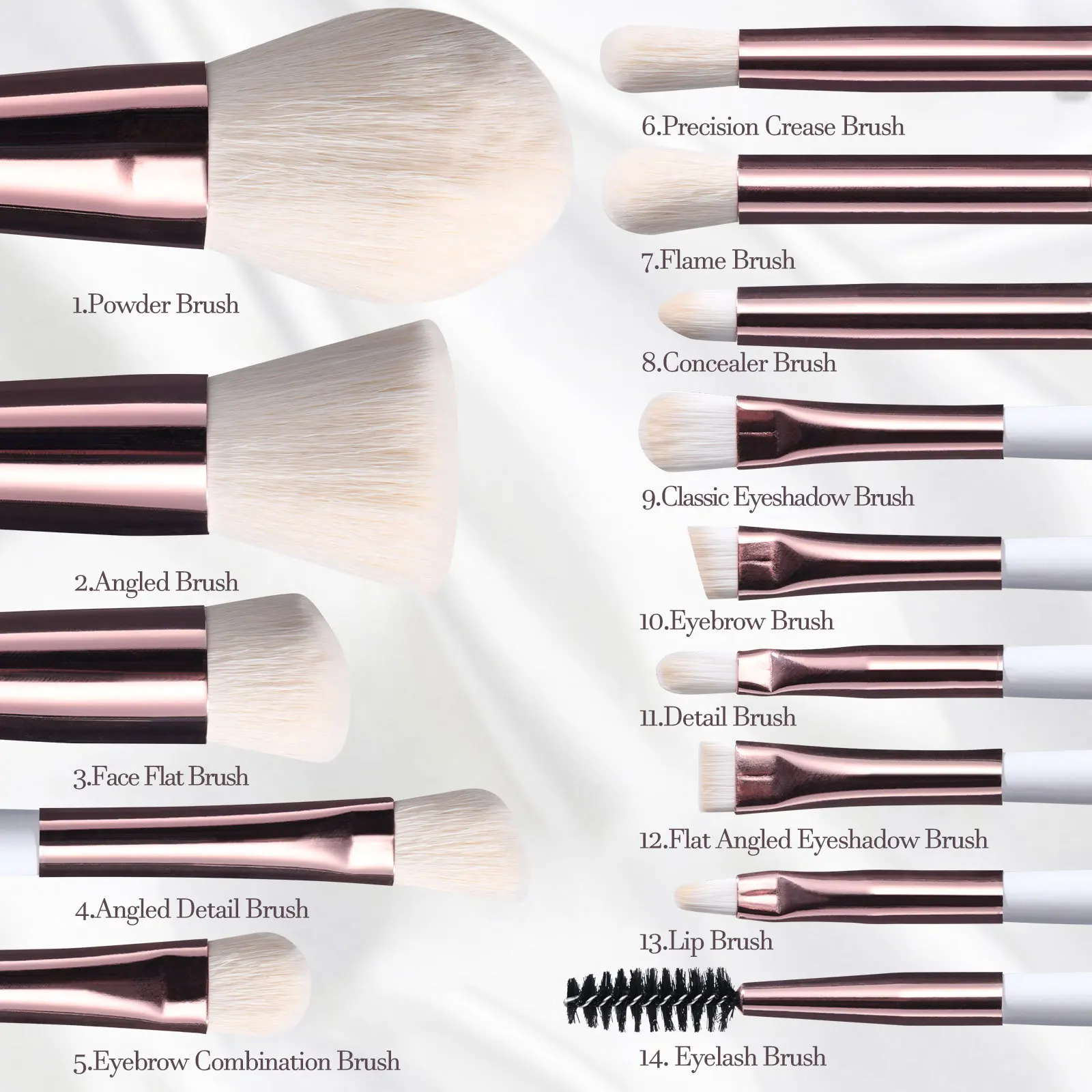 Set 14 Pinceaux Maquillage Professionnel + Miroir LED | Étui Portable | Poils Synthétiques Doux