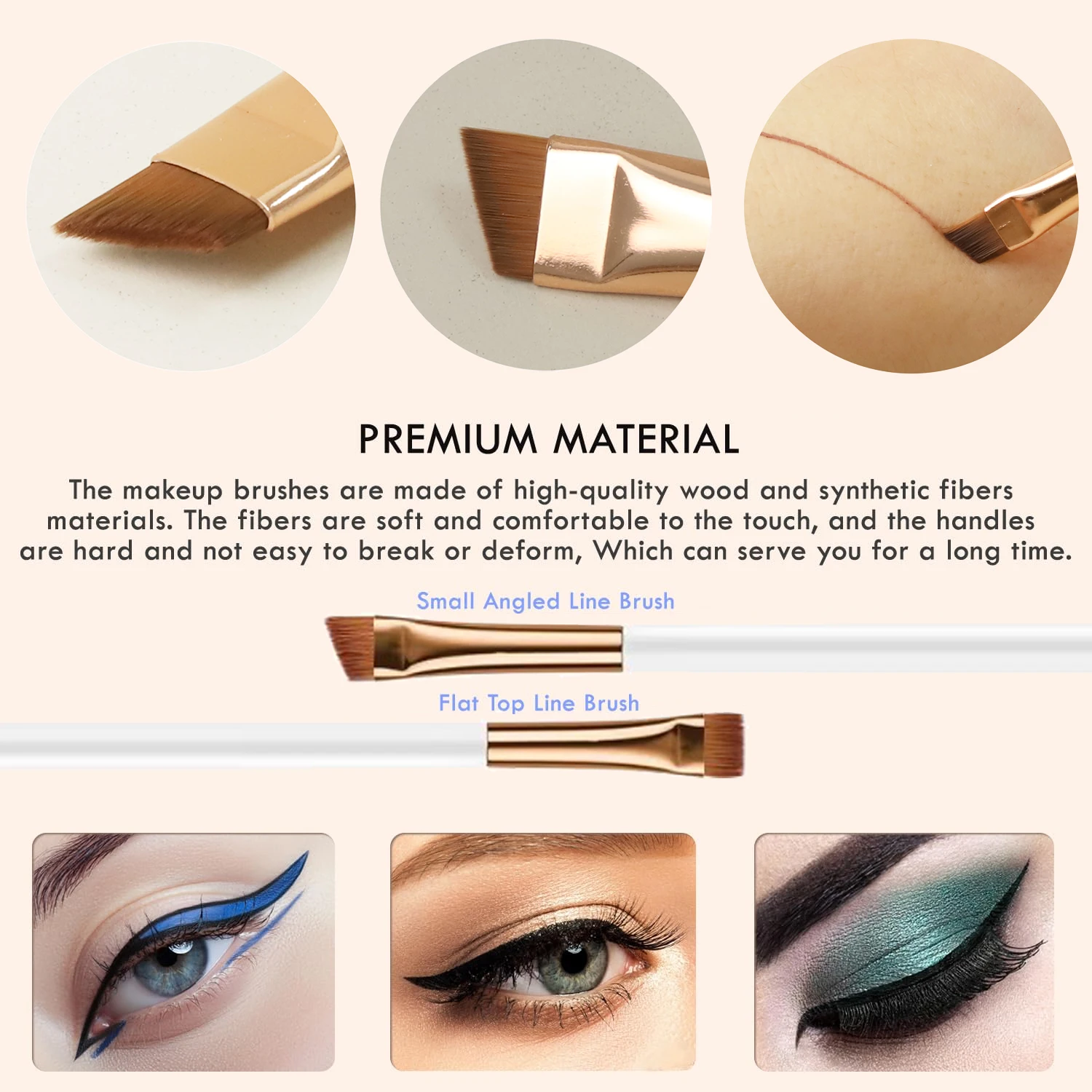 Set 15 Pinceaux Maquillage Professionnels Vegan – Manche Bois Or Rose EMF