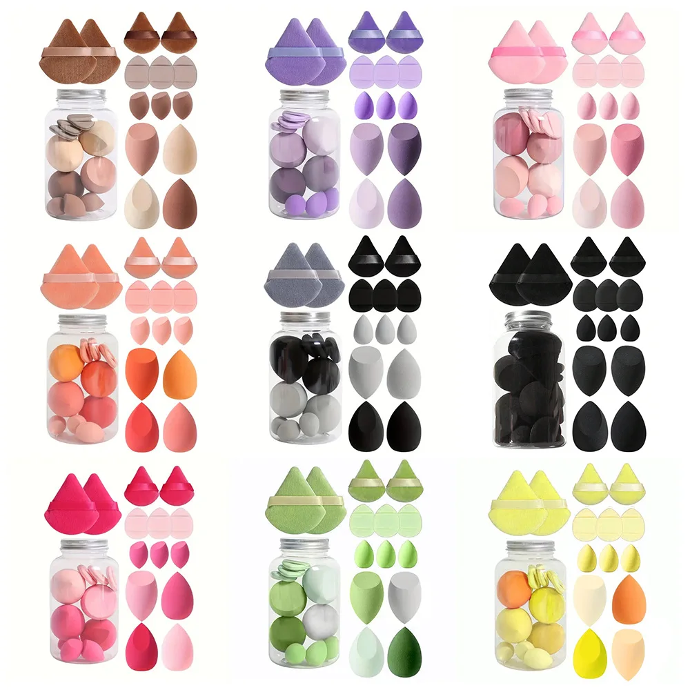 Set 14 Éponges Maquillage Visage Sans Latex – Douces, Lavables & Multicolores