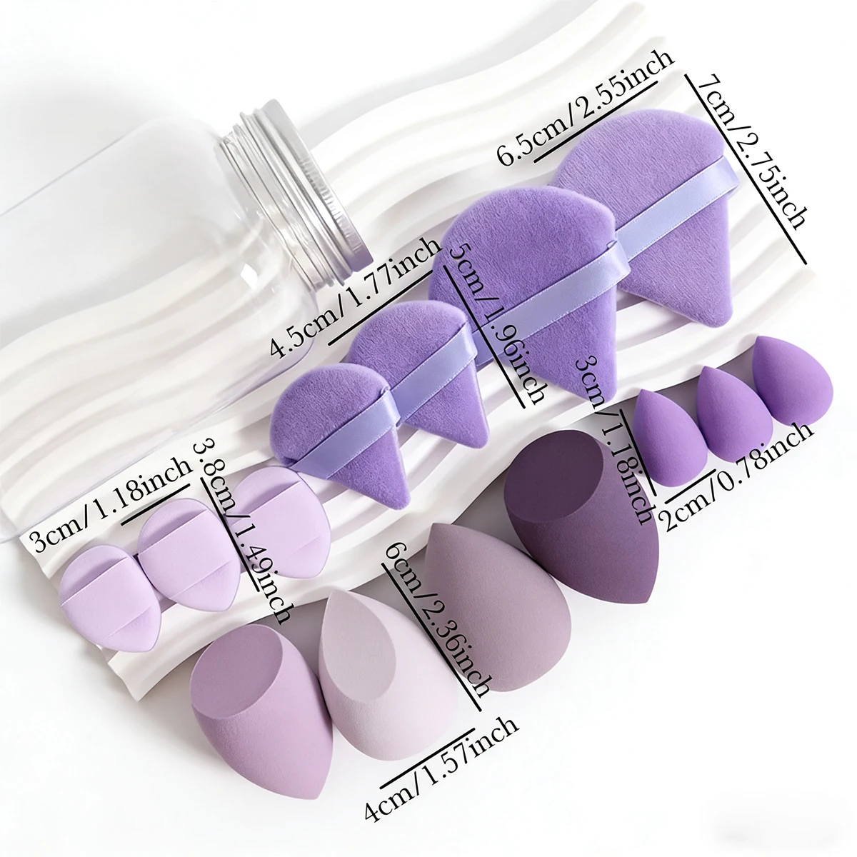 Set 14 Éponges Maquillage Visage Sans Latex – Douces, Lavables & Multicolores