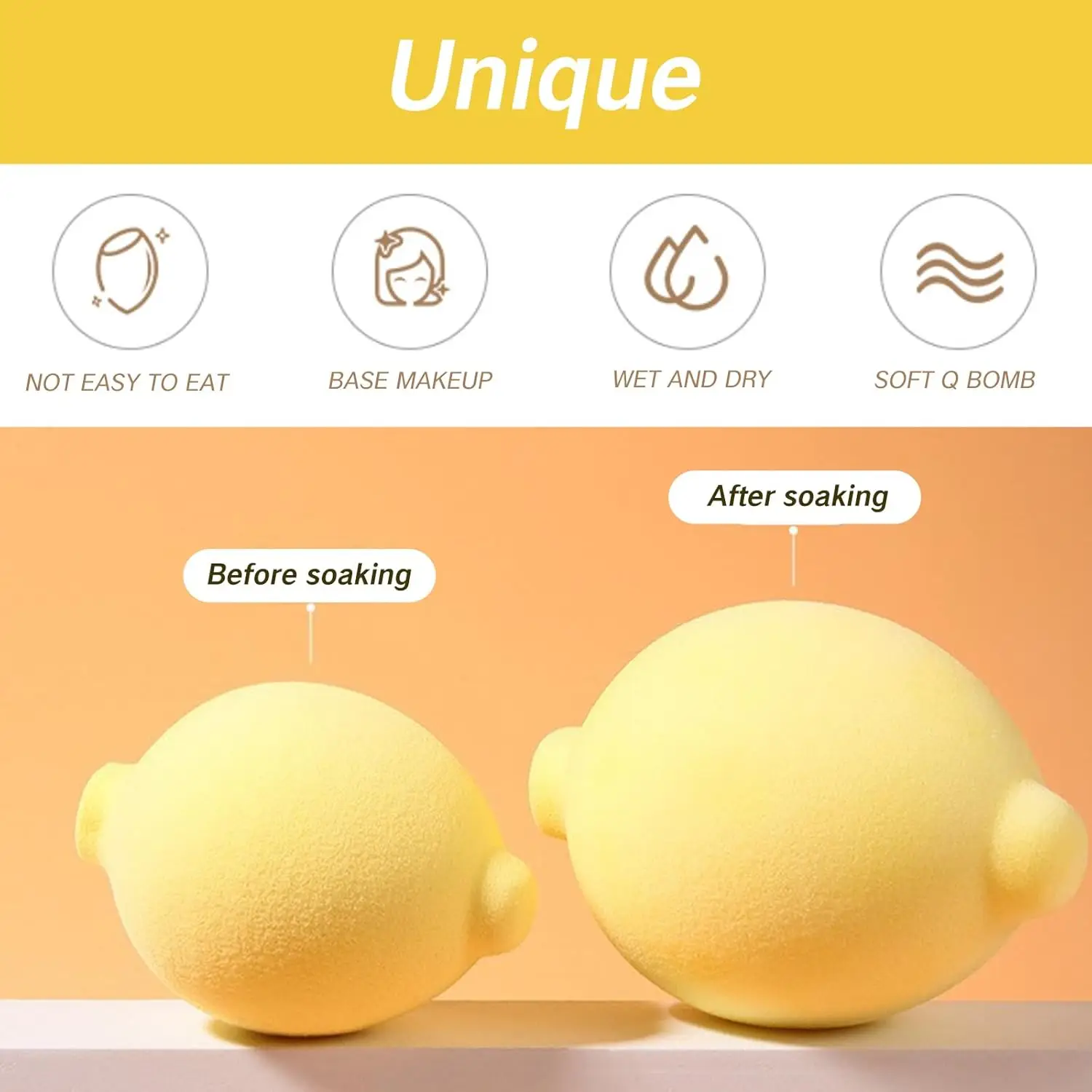 Lot de 3 Éponges Maquillage Forme Fruit – Douces, Sans Latex, Lavables