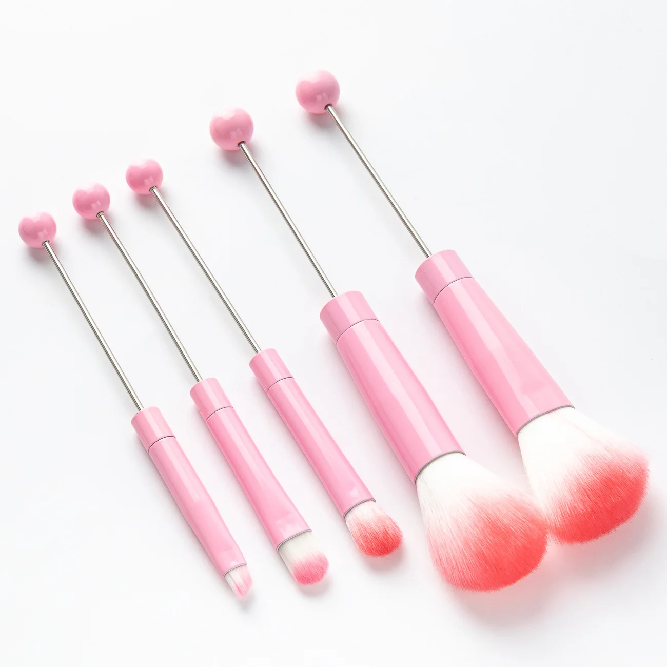 Set 5 Pinceaux Maquillage Perles DIY – Manche Métal Dégradé Élégant