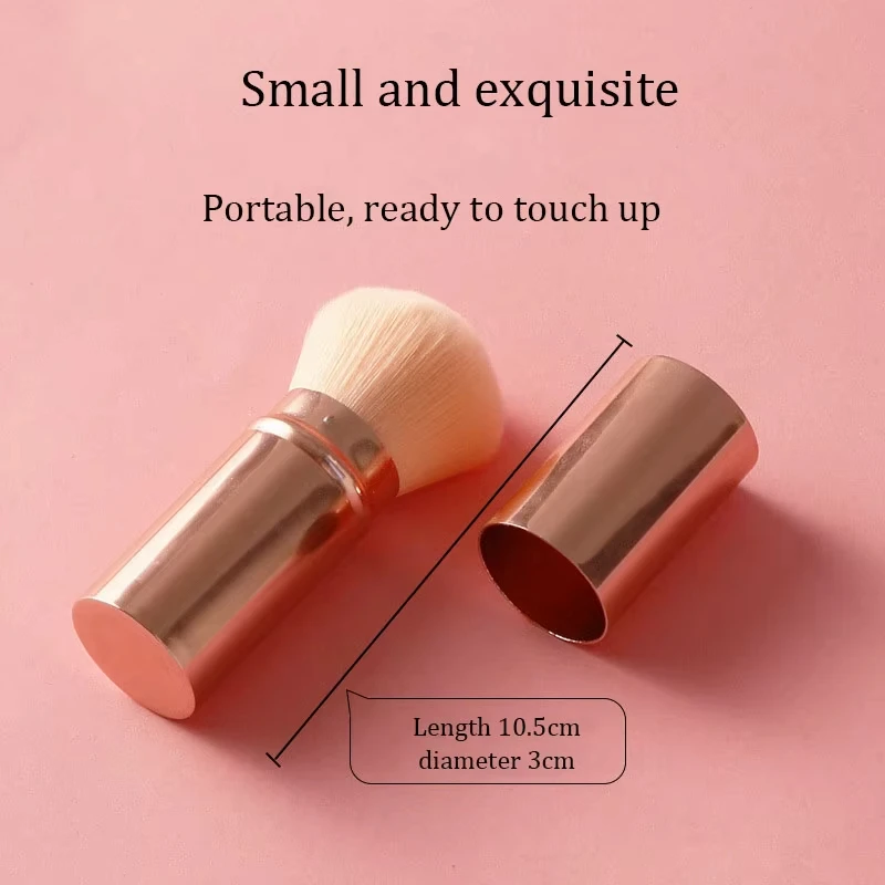 Pinceau Blush & Fond de Teint Champignon – Manche Aluminium Doux & Précis