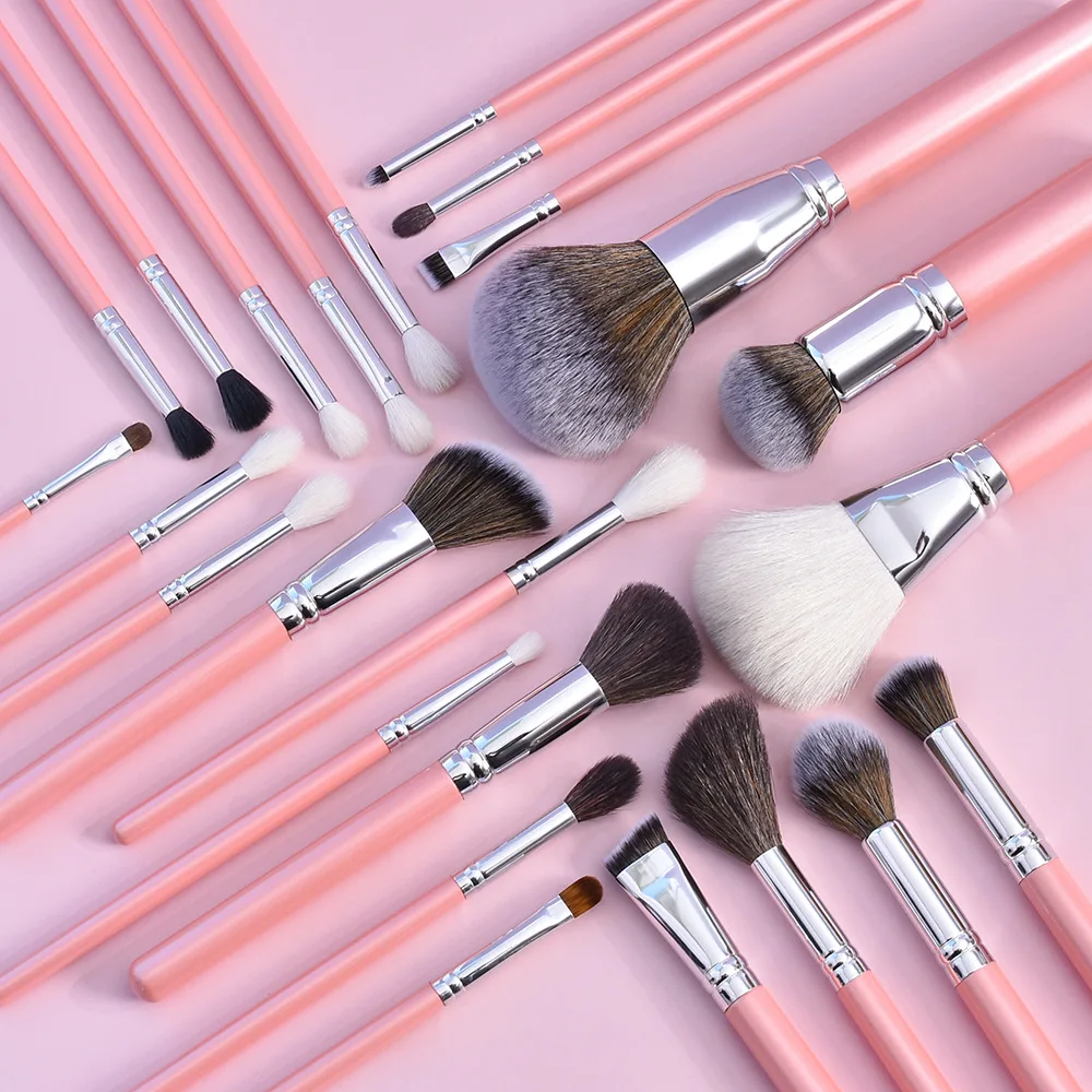 Ensemble 16/26 Pinceaux Maquillage Professionnels Roses – Poils Synthétiques Doux