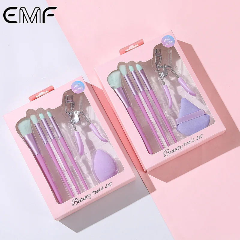 Ensemble 6 Pinceaux de Maquillage Professionnels – Fibres Synthétiques Douces