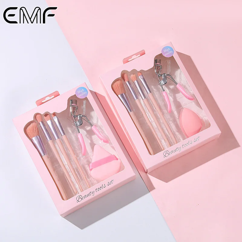 Ensemble 6 Pinceaux de Maquillage Professionnels – Fibres Synthétiques Douces