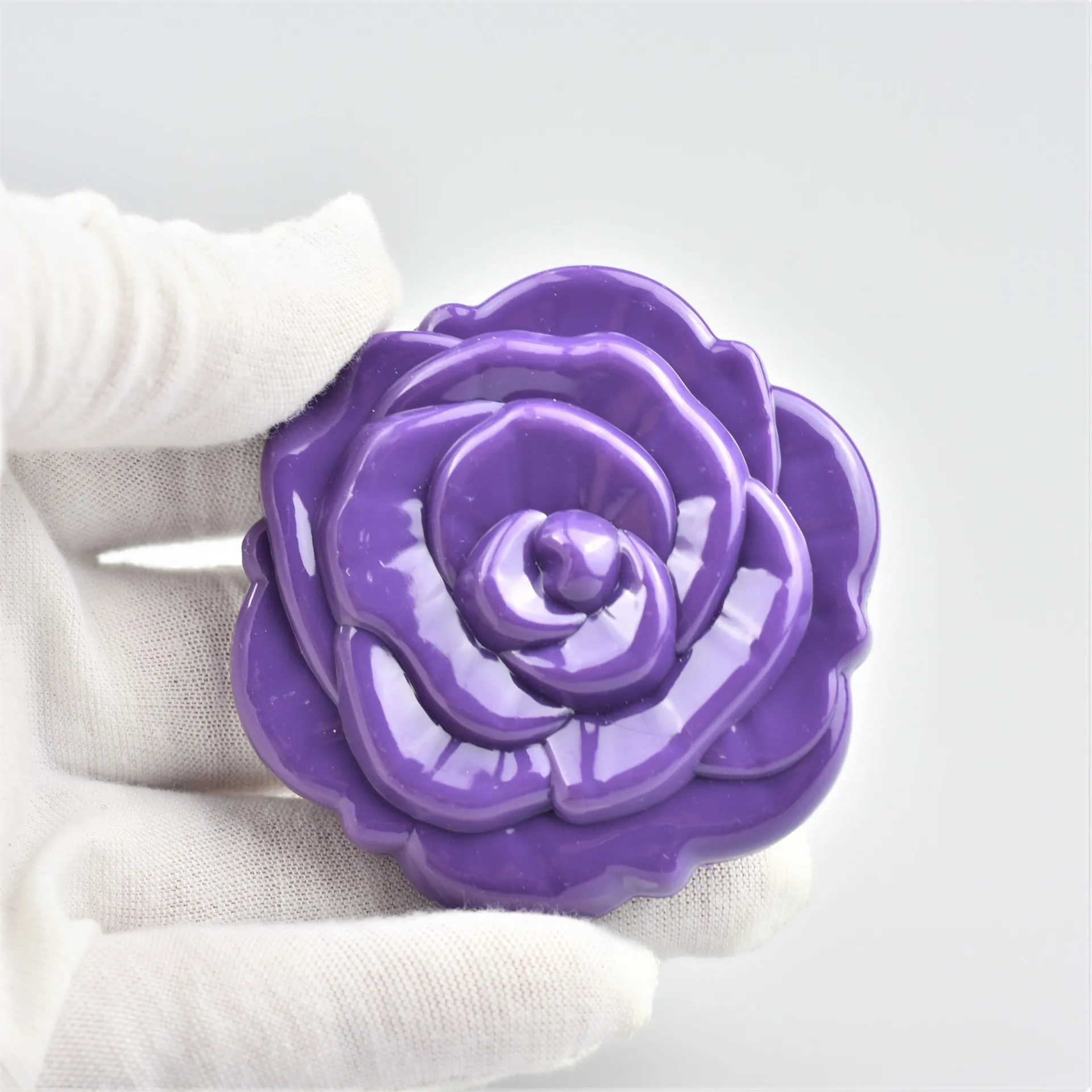 Miroir de poche double face rond – Motif floral rose, personnalisable LOGO