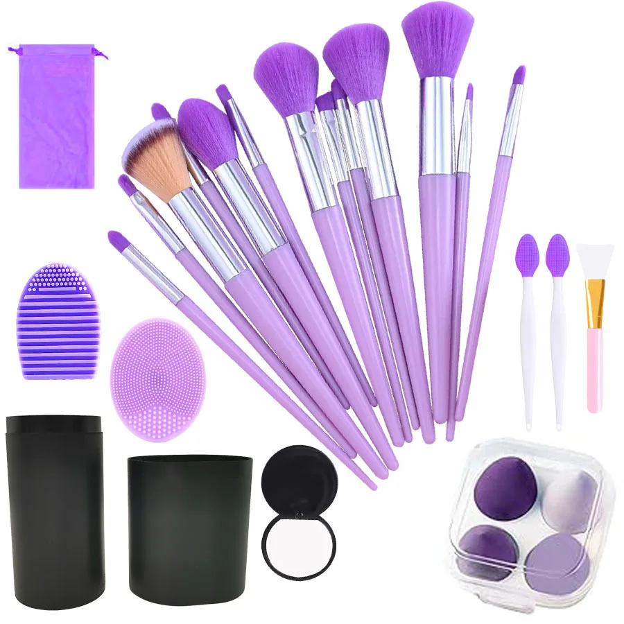 Kit 20 Pinceaux Maquillage Professionnel Poils Synthétiques Doux – Visage & Yeux