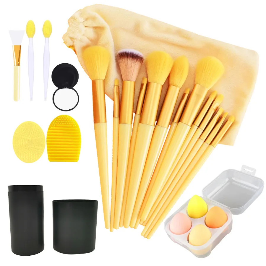 Kit 20 Pinceaux Maquillage Professionnel Poils Synthétiques Doux – Visage & Yeux